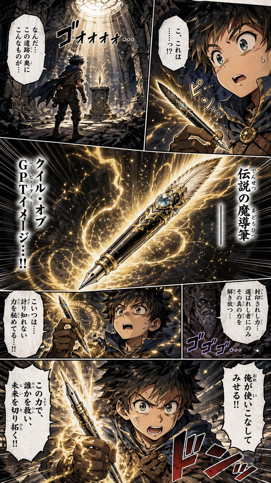 Página de manga shonen japonés generada con AI