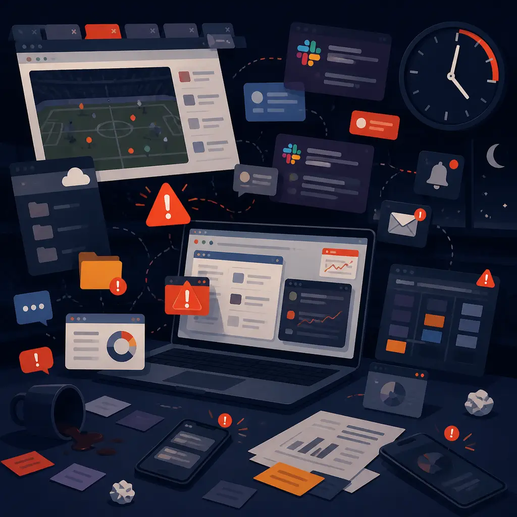 The old workflow: scattered tools, lost context, missed moments.