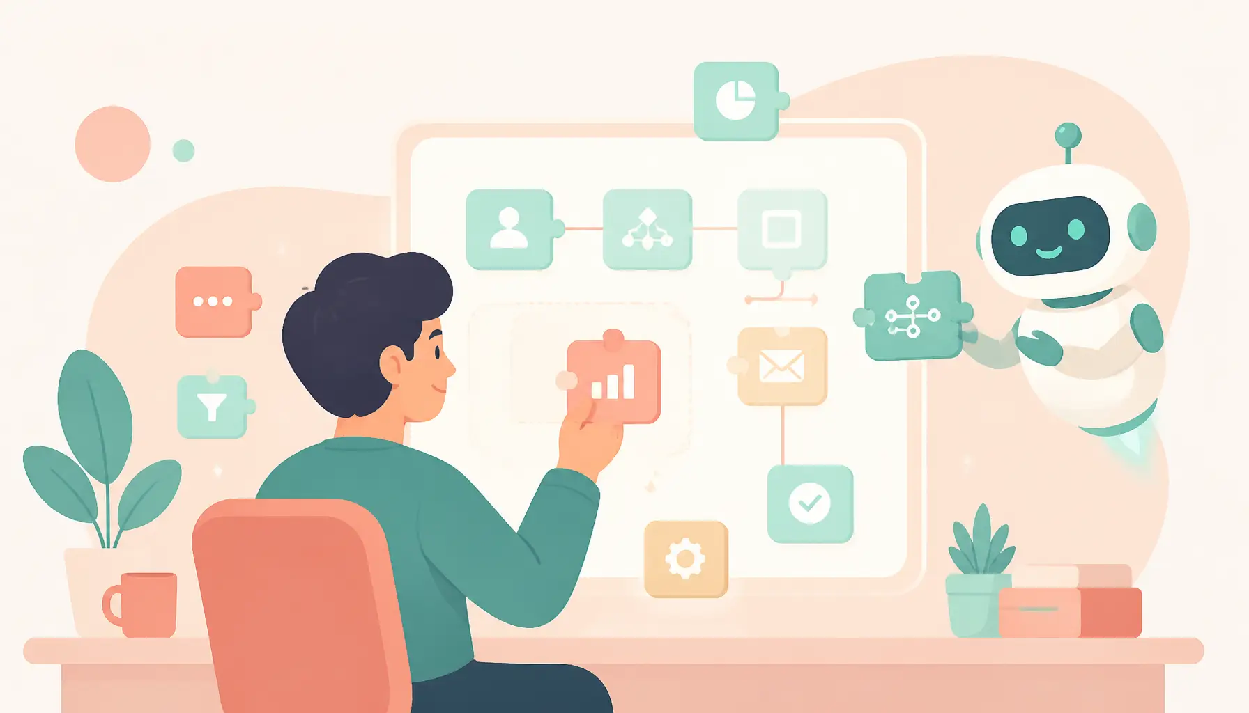 Kollab Skill이 AI Agent가 팀 워크플로 맥락을 재사용하도록 돕는 모습을 보여주는 일러스트