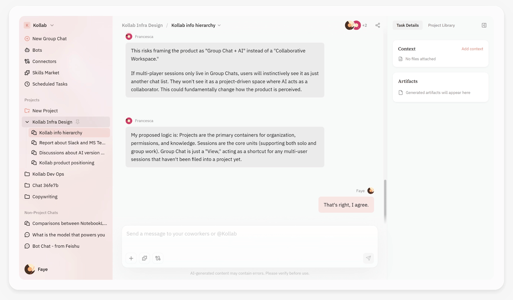Kollab AI Chat — brief it once with the client’s brand context, get publish-ready copy in seconds.