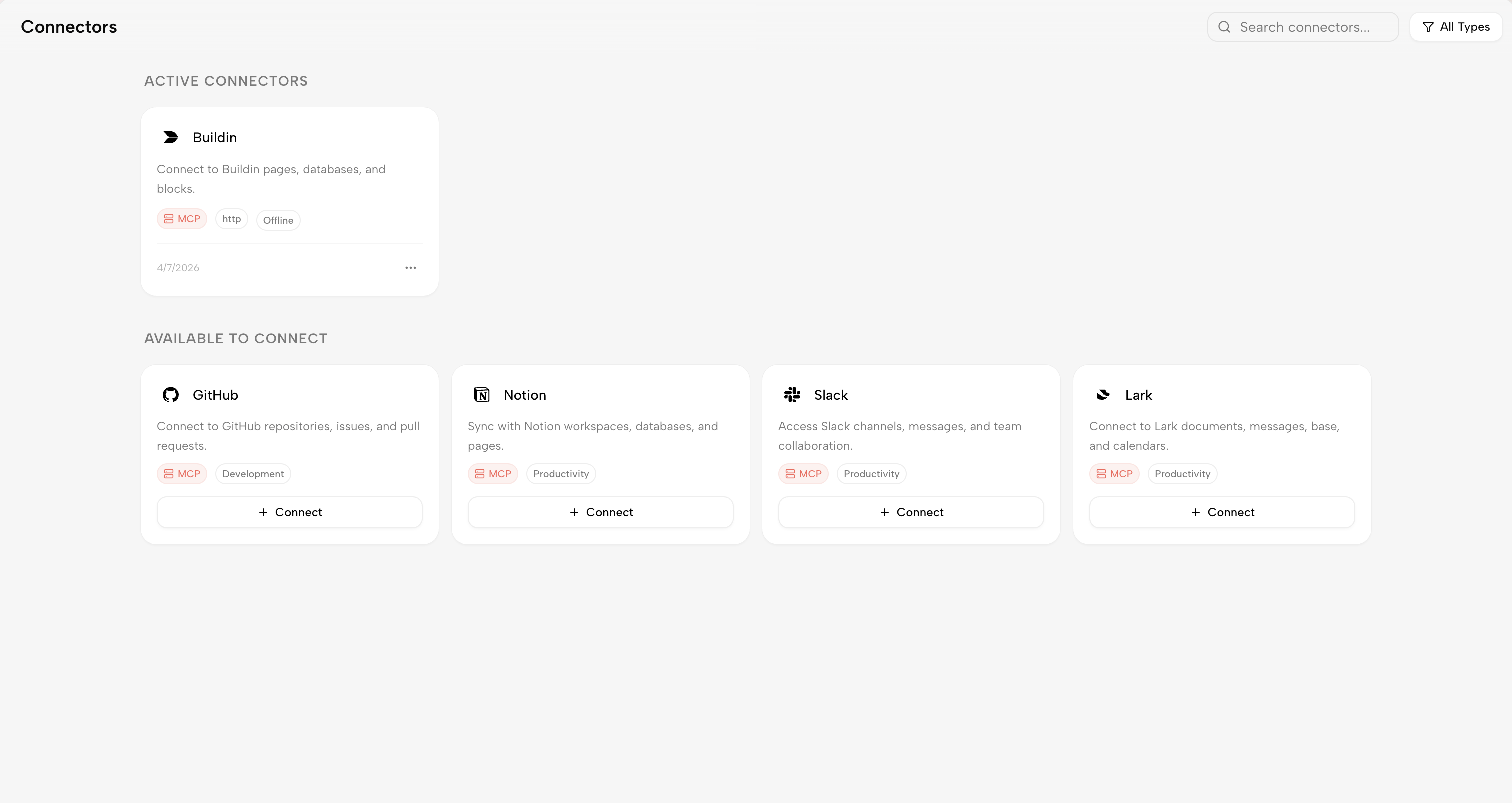 Kollab Connectors — Slack, CMS, and social platforms linked directly into your AI workspace.