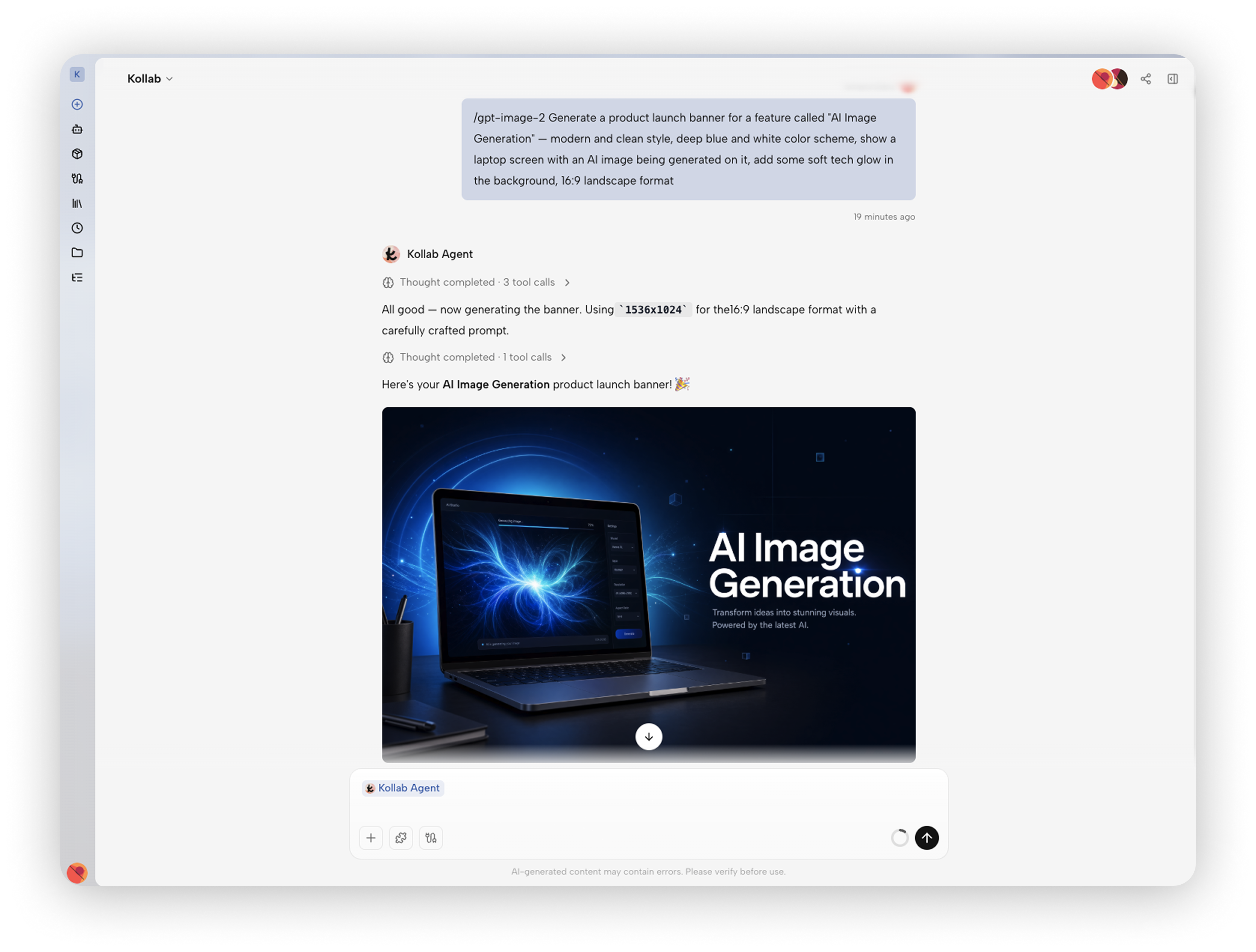 Los resultados de las imágenes generadas se guardan automáticamente en Kollab