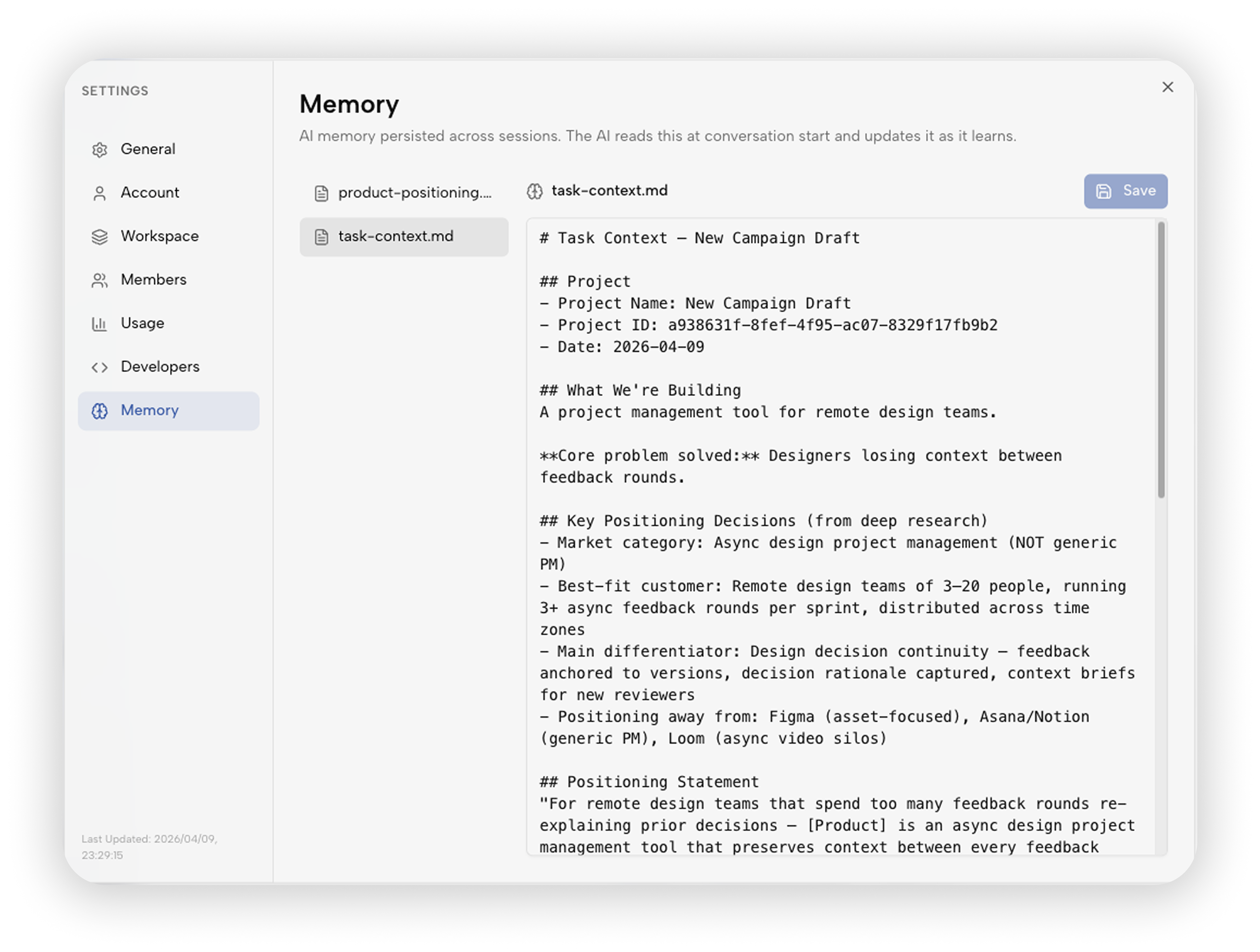 Kollab Memory preservando el contexto del proyecto